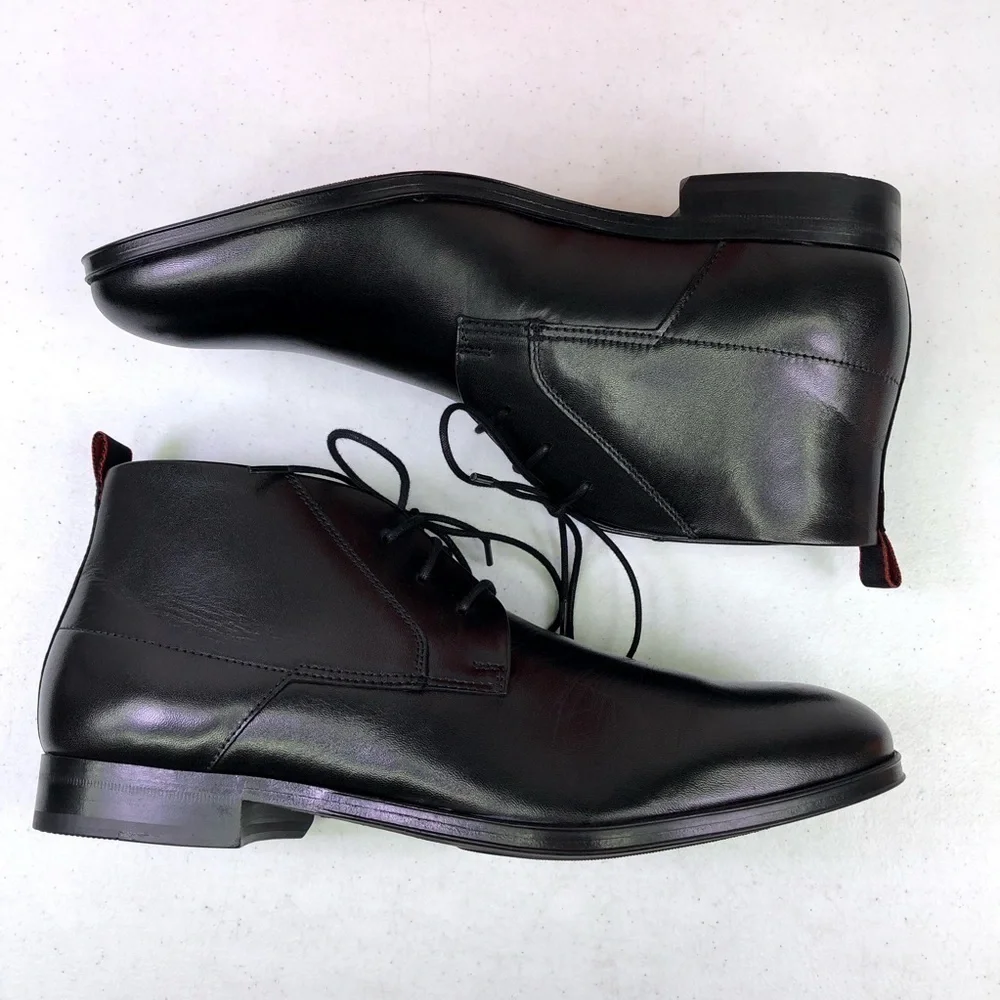 Hugo Boss Black Leather Chukka Lace Up Boots